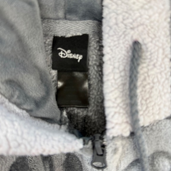 Disney Mickey Minnie Mouse Grey Fleece Hooded Union Suit Onesie Pajamas Womens S - Picture 9 of 10